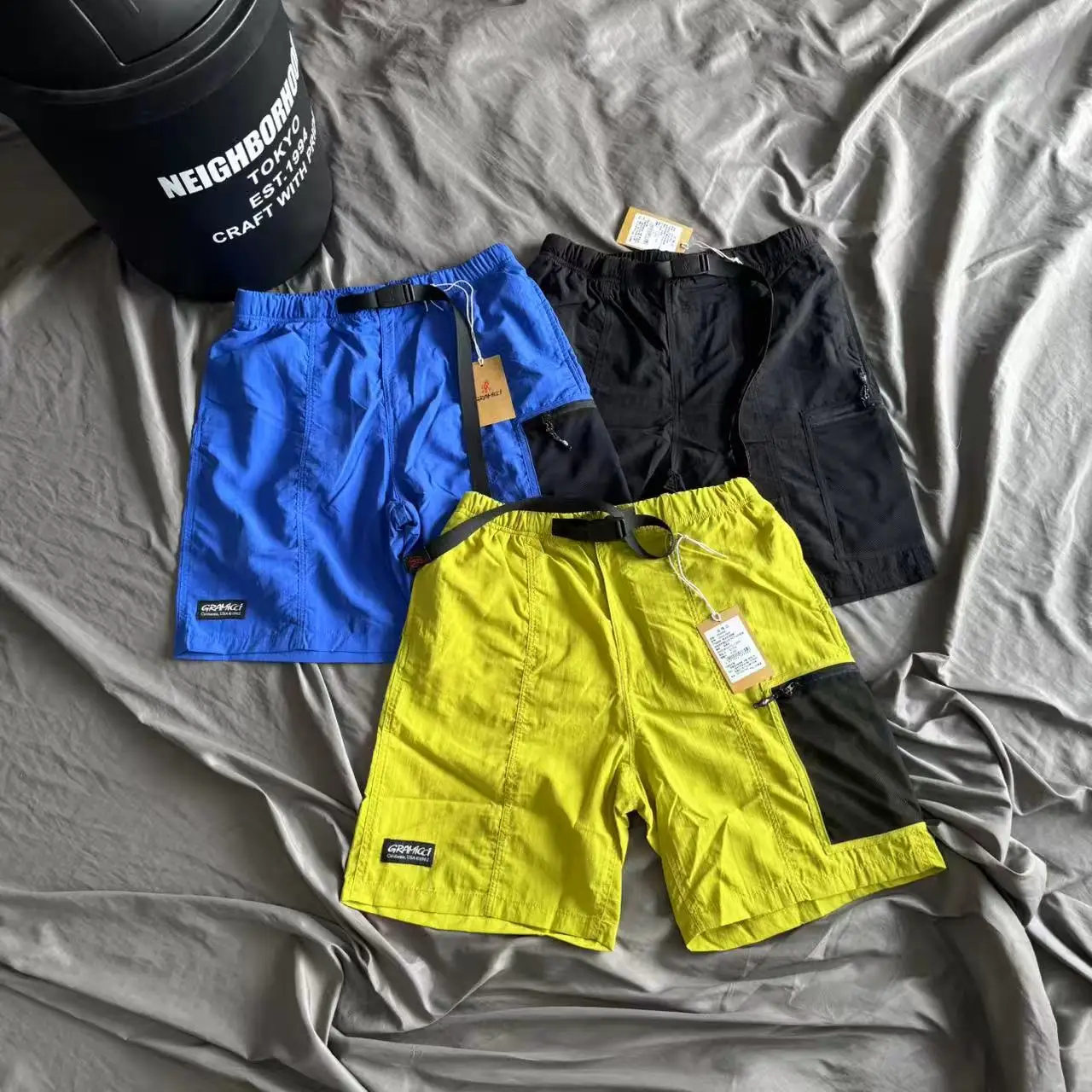 

Nylon Gramicci Functional Belt Thigh Mesh Zipper Pockets Shorts Men Women High Quality Loose Black Blue Yellow Shortpants