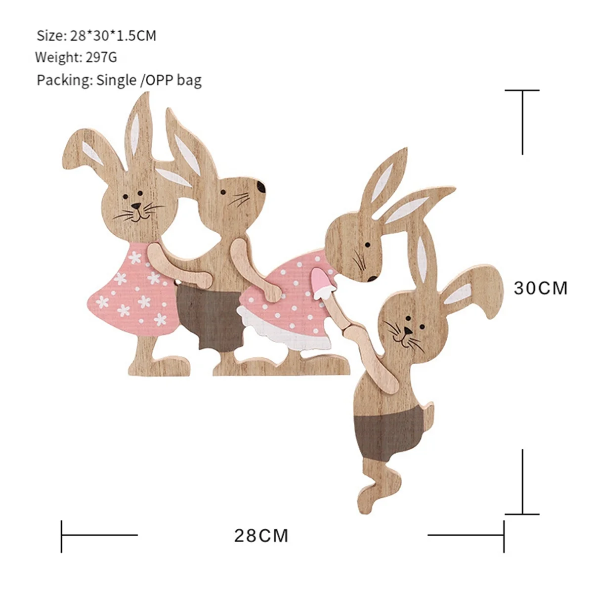 

Wooden Seesaw Rabbit Craft Desktop Ornament Home Decor Bunny Door Frame Pendant Household Products for Christmas Easter