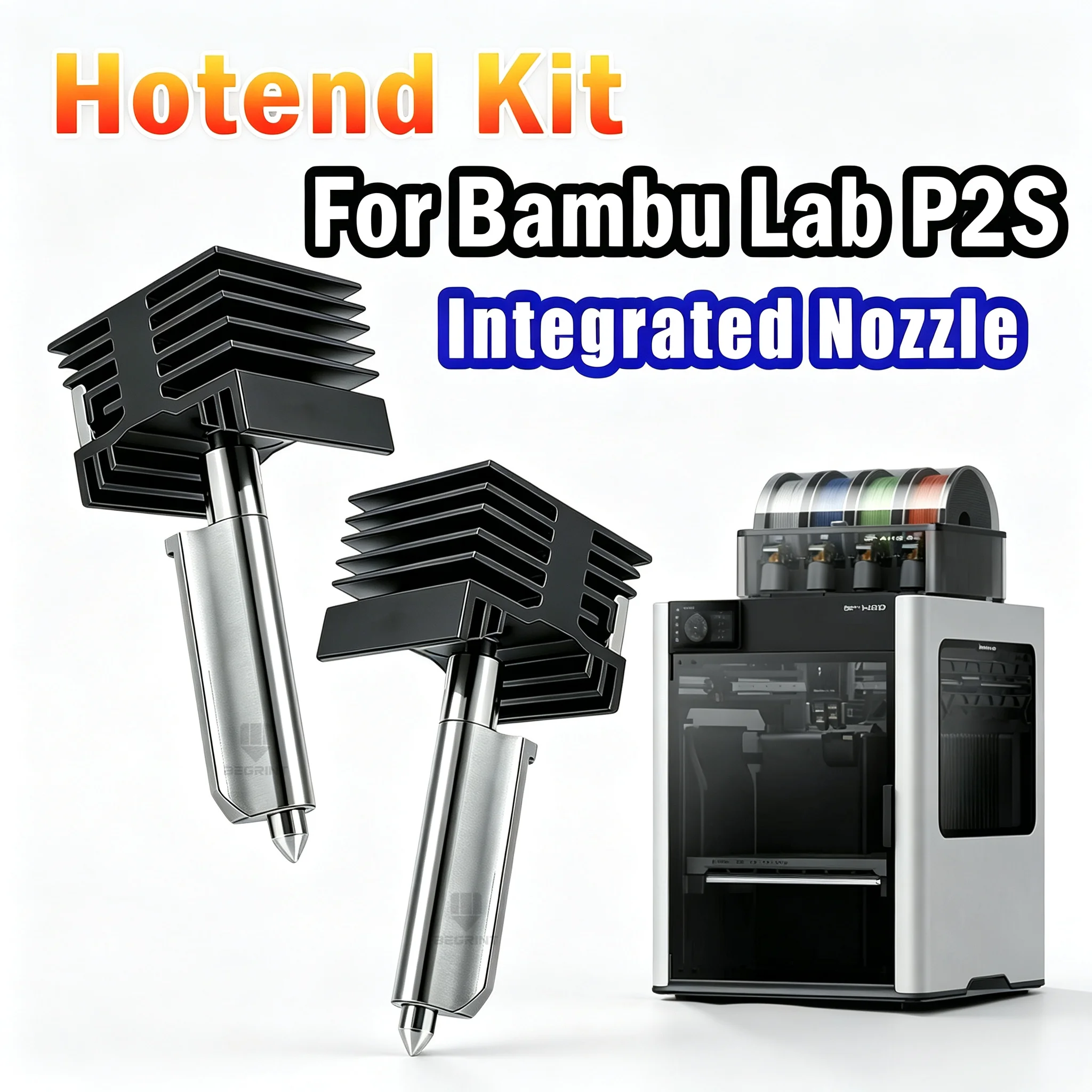 Hotend For Bambu Lab P2S Premium Print Head with One-piece Stainless Steel Nozzle 0.2/0.4/0.6/0.8mm for bambulab P2s Bamboo H2d
