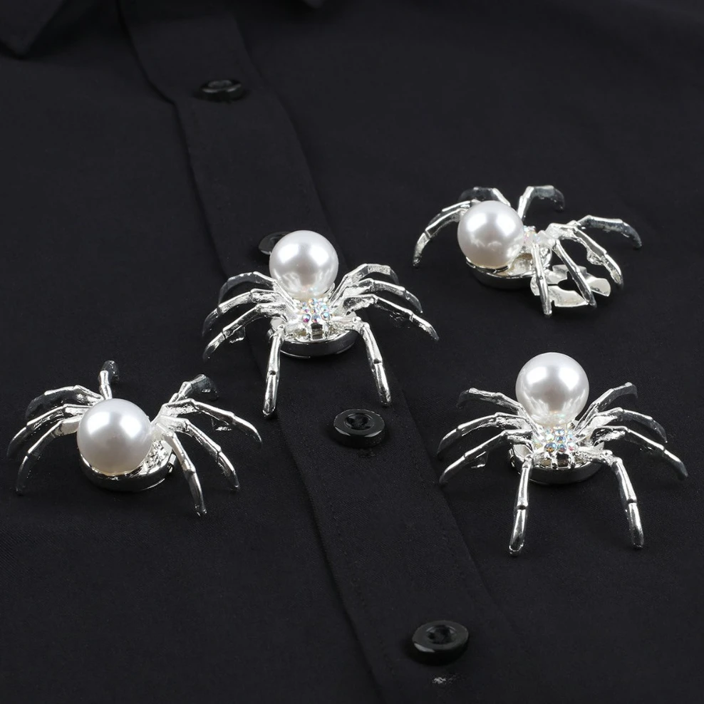1PCS Cross-border Bestseller Large Spider Pearl Button Cover Alloy Shirt Cufflink Tortoise for Stylish Unique Clothing Decor