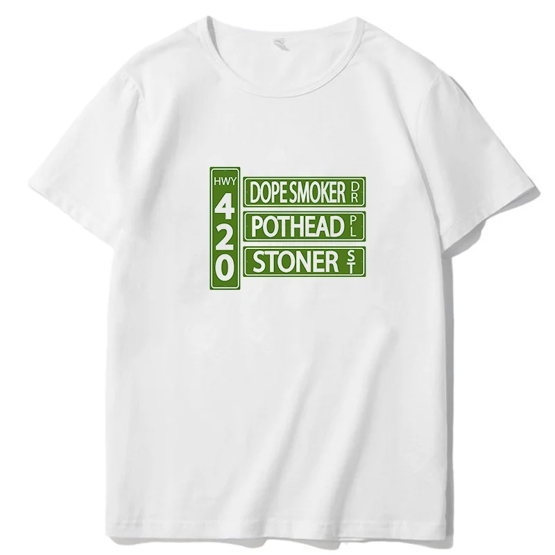 420 Kiffer Kush Gras Stoner Pothead Pot Head Graphic T Shirts Big Size Short Sleeve T Shirt Tees Tops Cotton Mens Print T Shirt