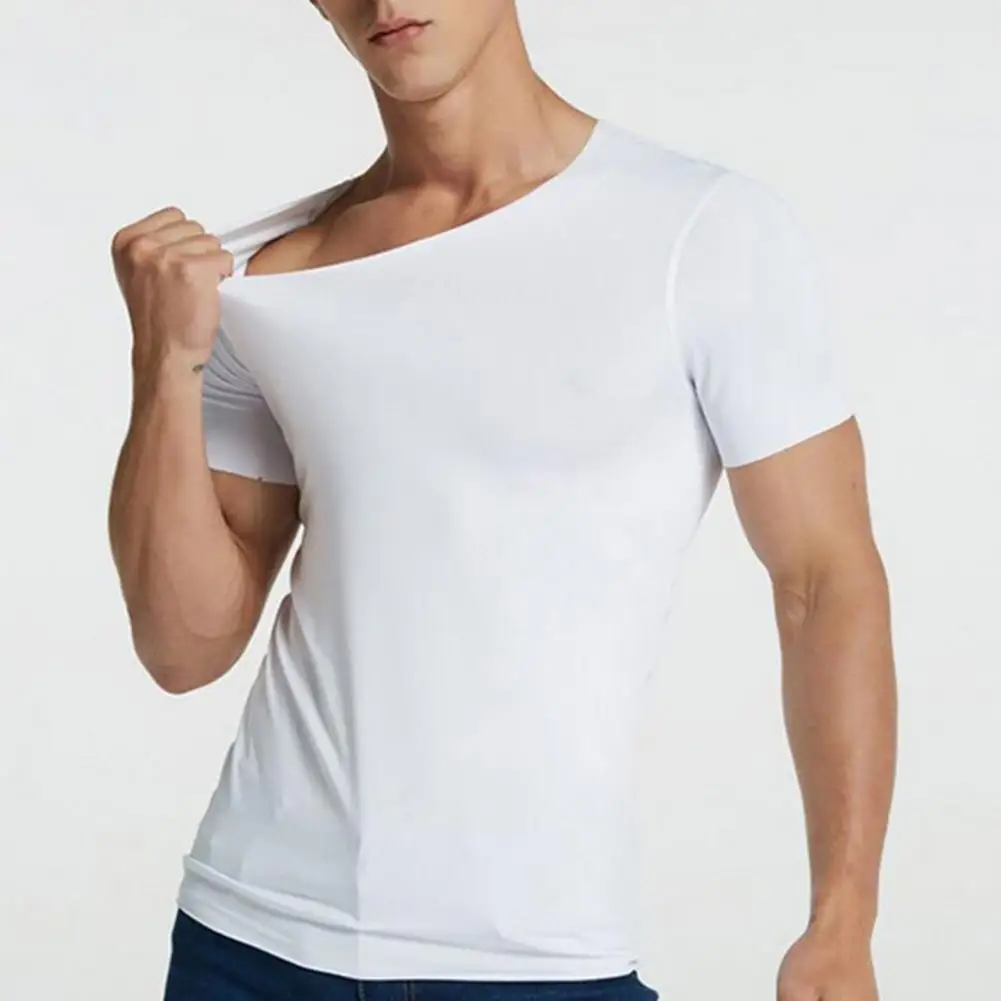 Seamless Ice Silk T-shirt Quick-drying Sports Shirt Breathable Solid Color Youth Short-sleeved T-shirt Base Layer Sport Tee Top