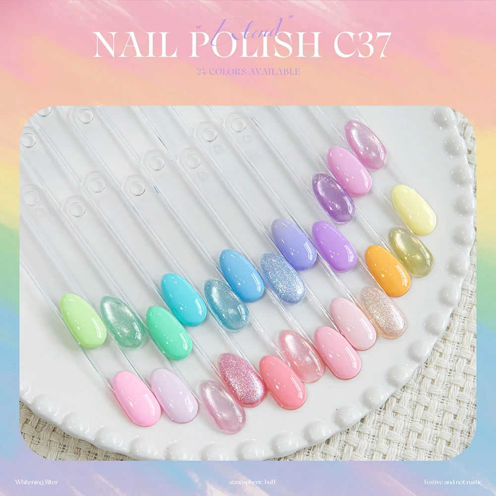 Vendeeni 24 Farben Gel-Nagellack-Mix-Set, Macaron-Farben, Glitzer-Pailletten, Gel-Lack, Magnetischer Katzenaugen-Gel-Lack mit Display – Detail 6