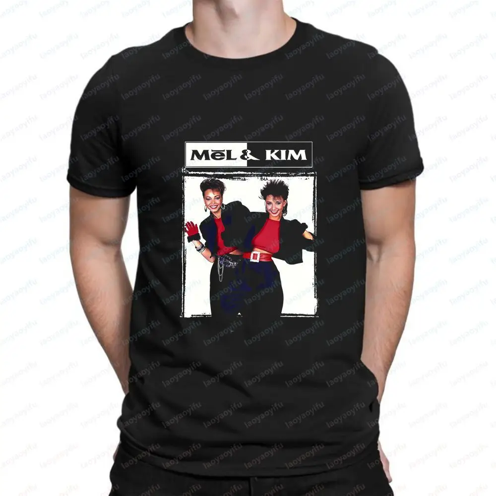 Blusa de algodão estampada Mel e Kim - Camisa moderna de manga curta estilo streetwear neutro para homens e mulheres - Camiseta tamanho grande
