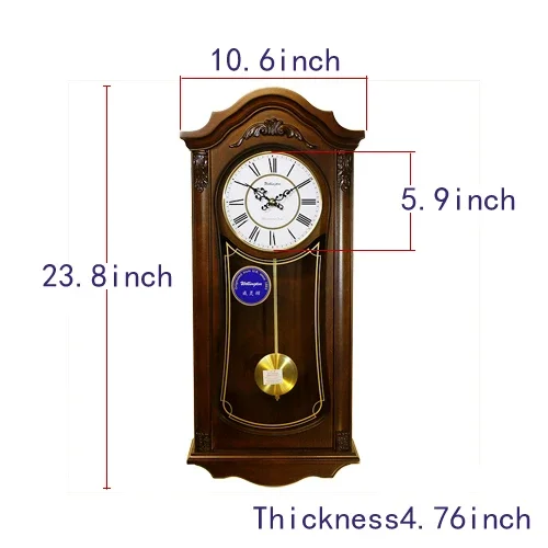 G30311 Music Hourly Chiming Clocks Europe Antique Wooden Mute Quartz Wall Clock