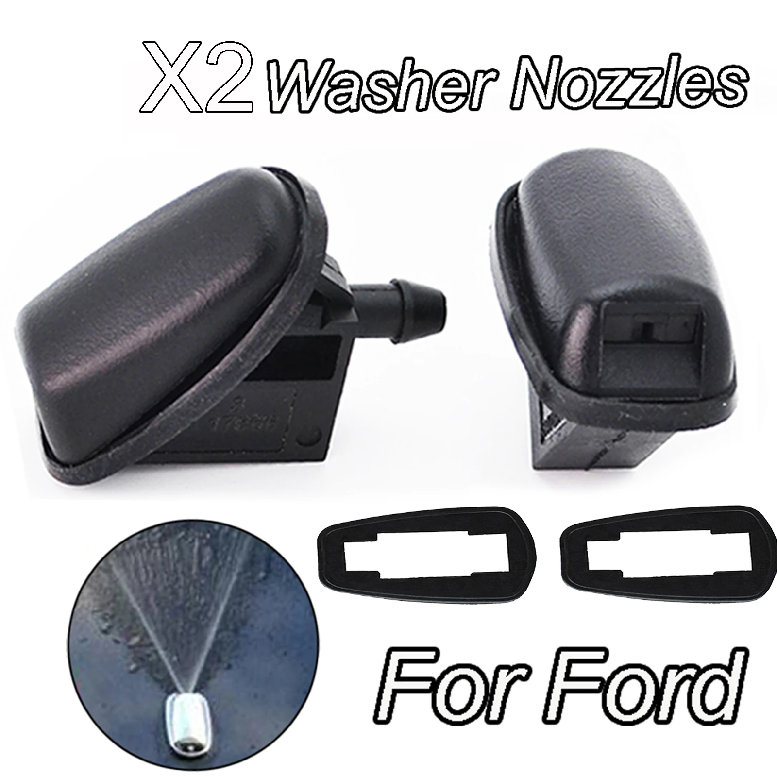 2Pcs Front Windscreen Washer Jet Nozzle For Ford Focus MK2 MK3 Mondeo MK4 C-max MK2 Fiesta MK5 KA MK1 Galaxy MK3 Fusion