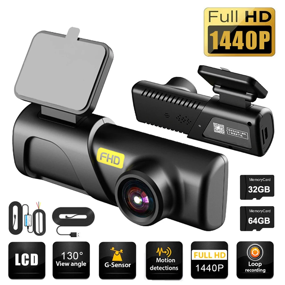 Universal Car Dash Cam 2K 1440P HD Car DVR WiFi Loop Recording 24Hour Parking Monitoring Night Vision Car Driving Video Recorder