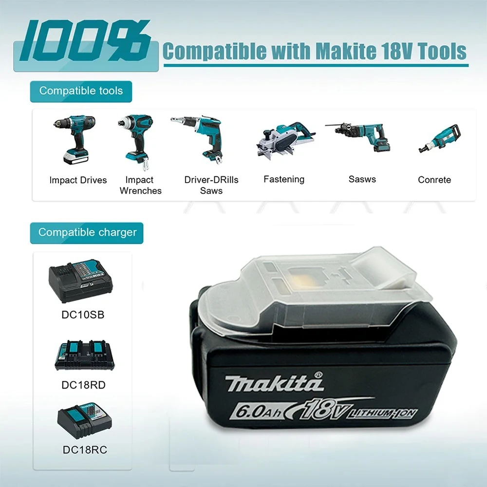 100% Оригинальный Makita 6Ah/5Ah/3Ah для Makita 18V аккумулятор BL1830B BL1850B BL1850 BL1840 BL1860 BL1815 сменный литиевый аккумулятор