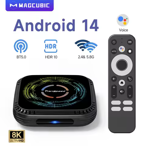 Transpeed Allwinner H728 Android 14 Voice TV Box 8K HDR10+ Dual WiFi6 BT5.0 32GB/64GB ARM Cortex-A55 Octa-Core 4K Set Top Box