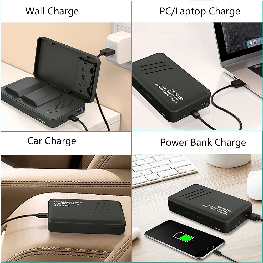 2600mAh NP-FZ100 NPFZ100 NP FZ100 Battery with Charger Case for Sony A7R IV, BC-QZ1, Sony a9, a7R III, a7 III,A6600