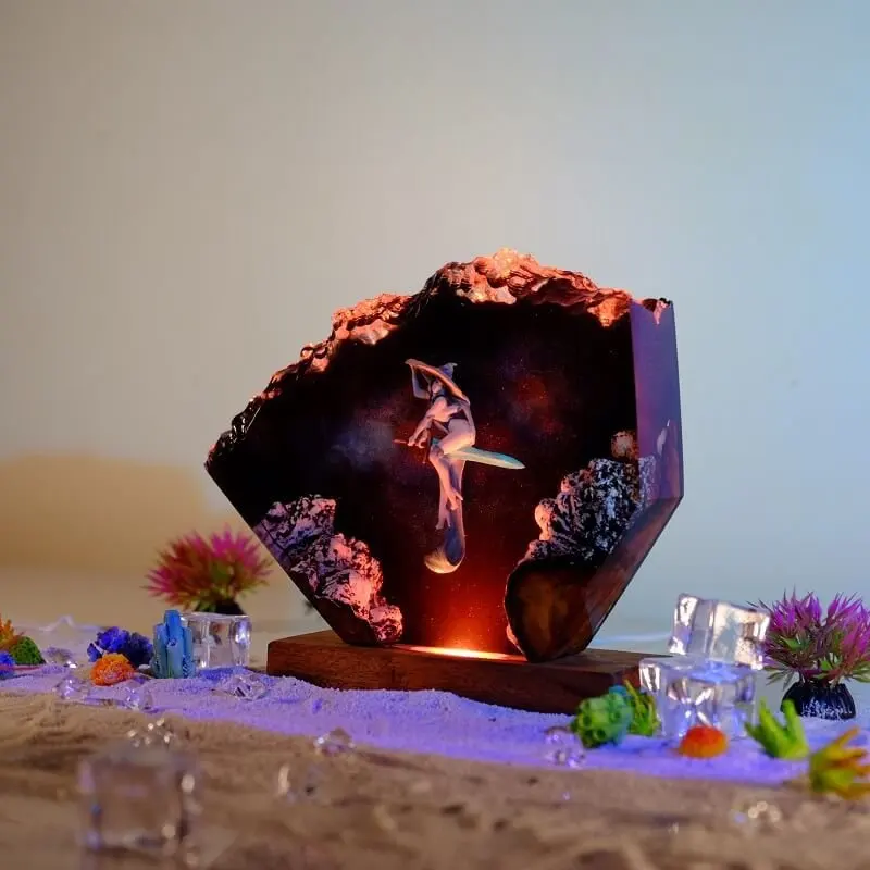 アニメフィギュア生物樹脂テーブルライトクリエイティブアートショック装飾ランプテレビ & 映画魔女テーマナイトライト USB 充電
