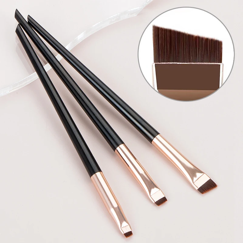 3 piezas delineador de ojos cepillo de cabeza oblicua cepillos de cejas debajo de los ojos detalle corrector cepillo maquillaje portátil herramientas de belleza