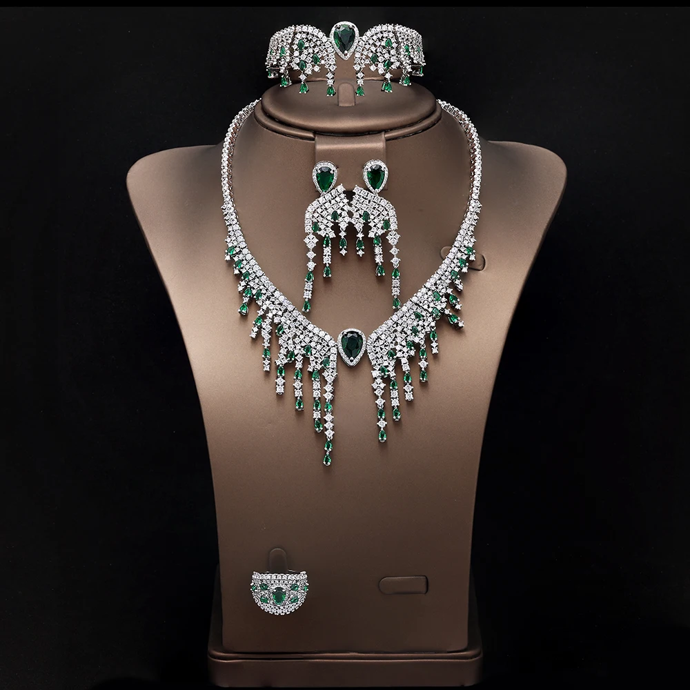 HIBRIDE New sliver color Exquisite tassel necklace Earrings Bracelet Women's Dress Decoration Jewelry Wedding Ball Gift S-1026