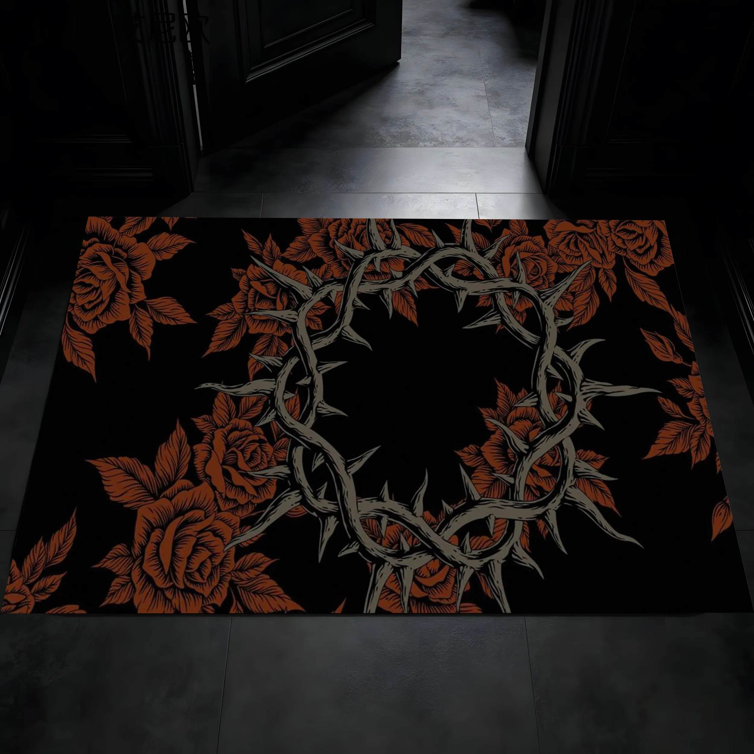 2D Large Carpet Autumn Coffee Cinnamon Roll Maple Leaf Watercolor Healing Style Warm Tone Soothing to the Eyes Autumn