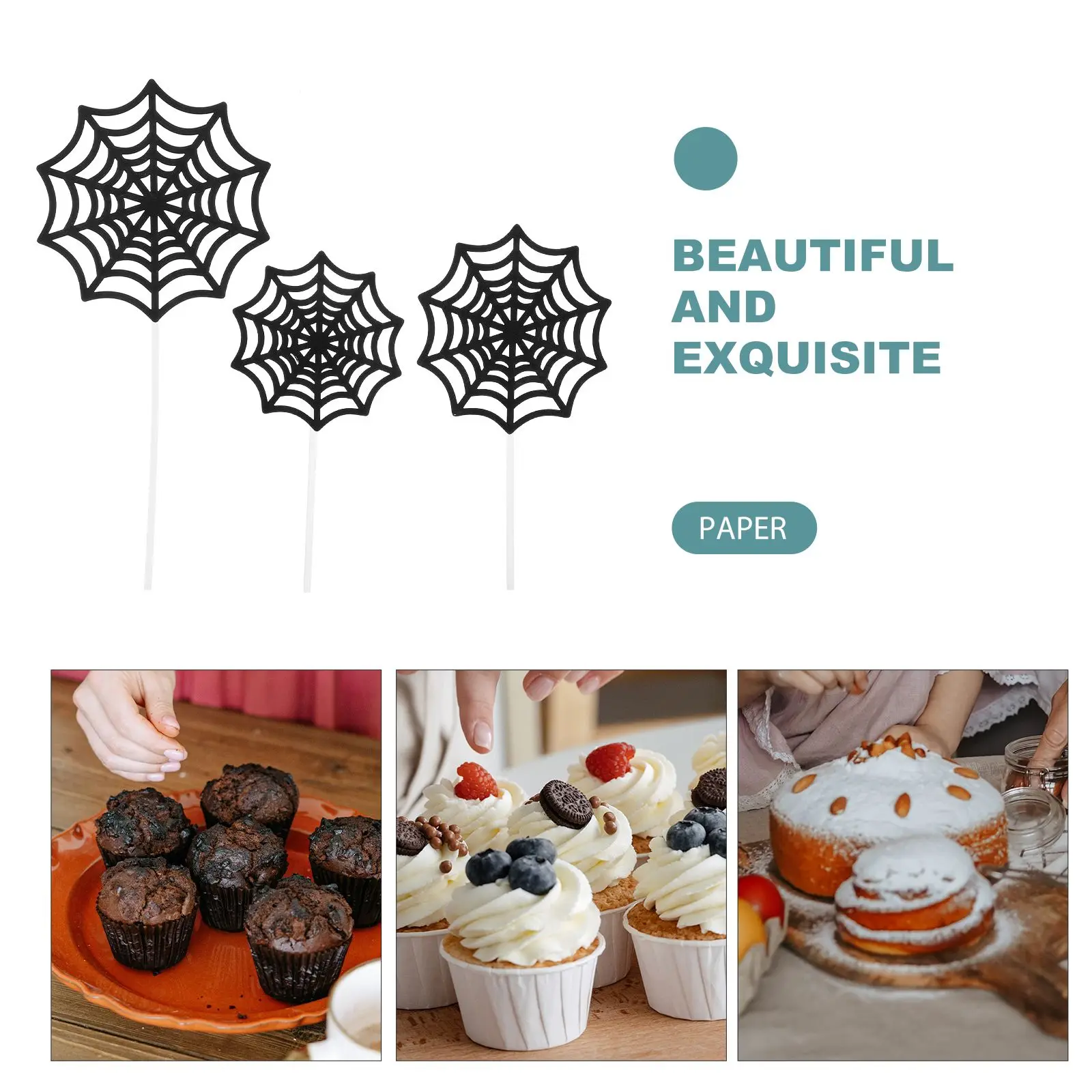 12 قطعة من أغطية الكيك الورقية على شكل بطاقة السلطعون لديكور الكب كيك وأزواج العنكبوت للهالوين #4
