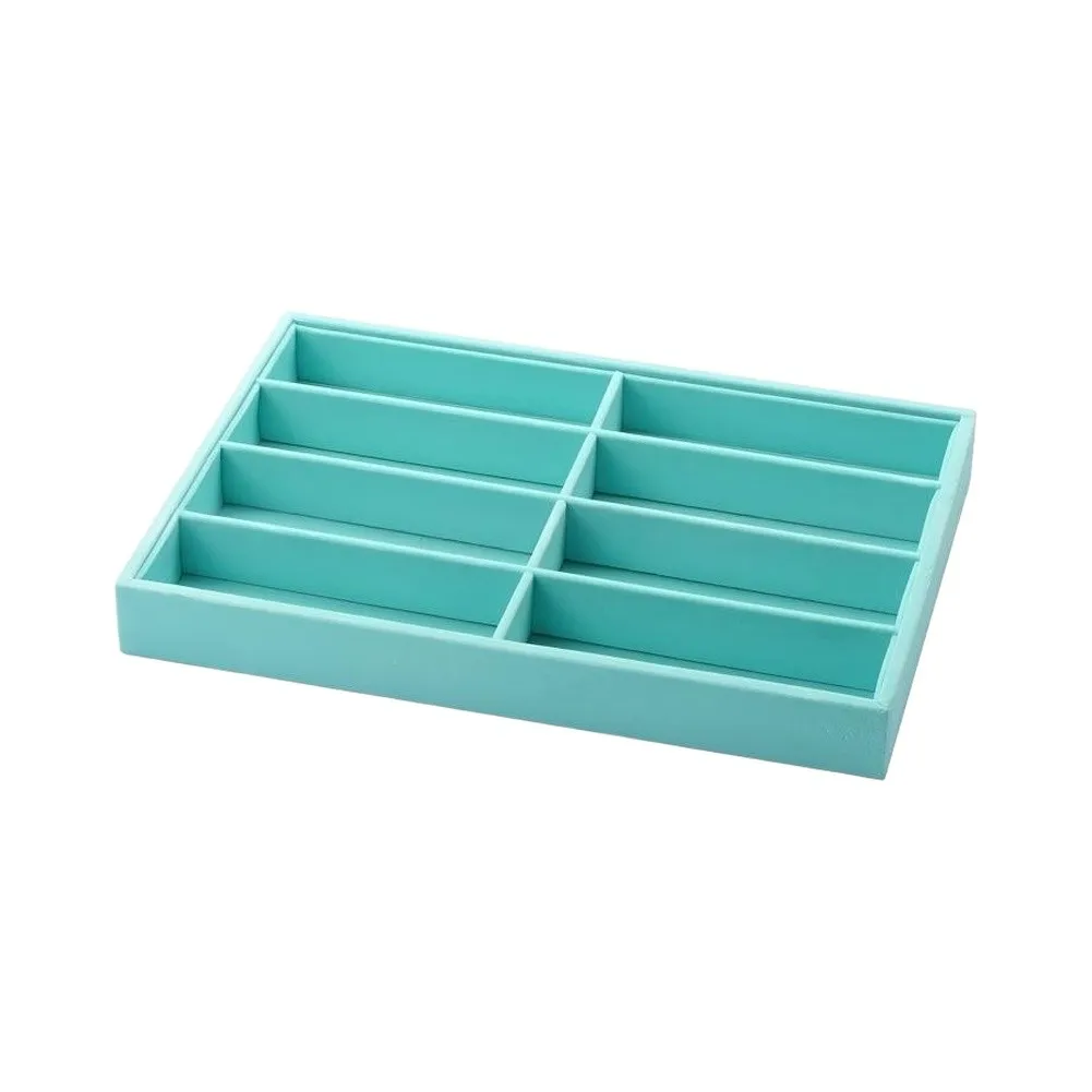 8 Compartment Velvet Organizer Tray for Jewelry Watches Glasses Stackable Storage Box Size 35x24x4cm Cloth Material