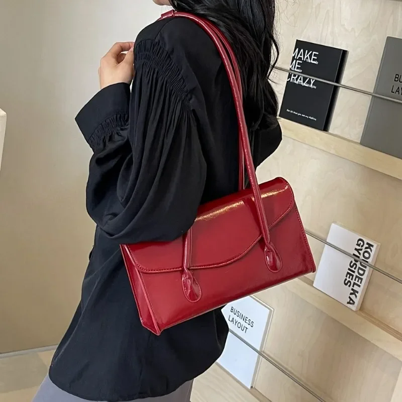 PU Solid Square Fashion Shoulder Bags Hasp Simple Versatile High Quality Commuting Handbags for Women 2024 Classic Style on Sale