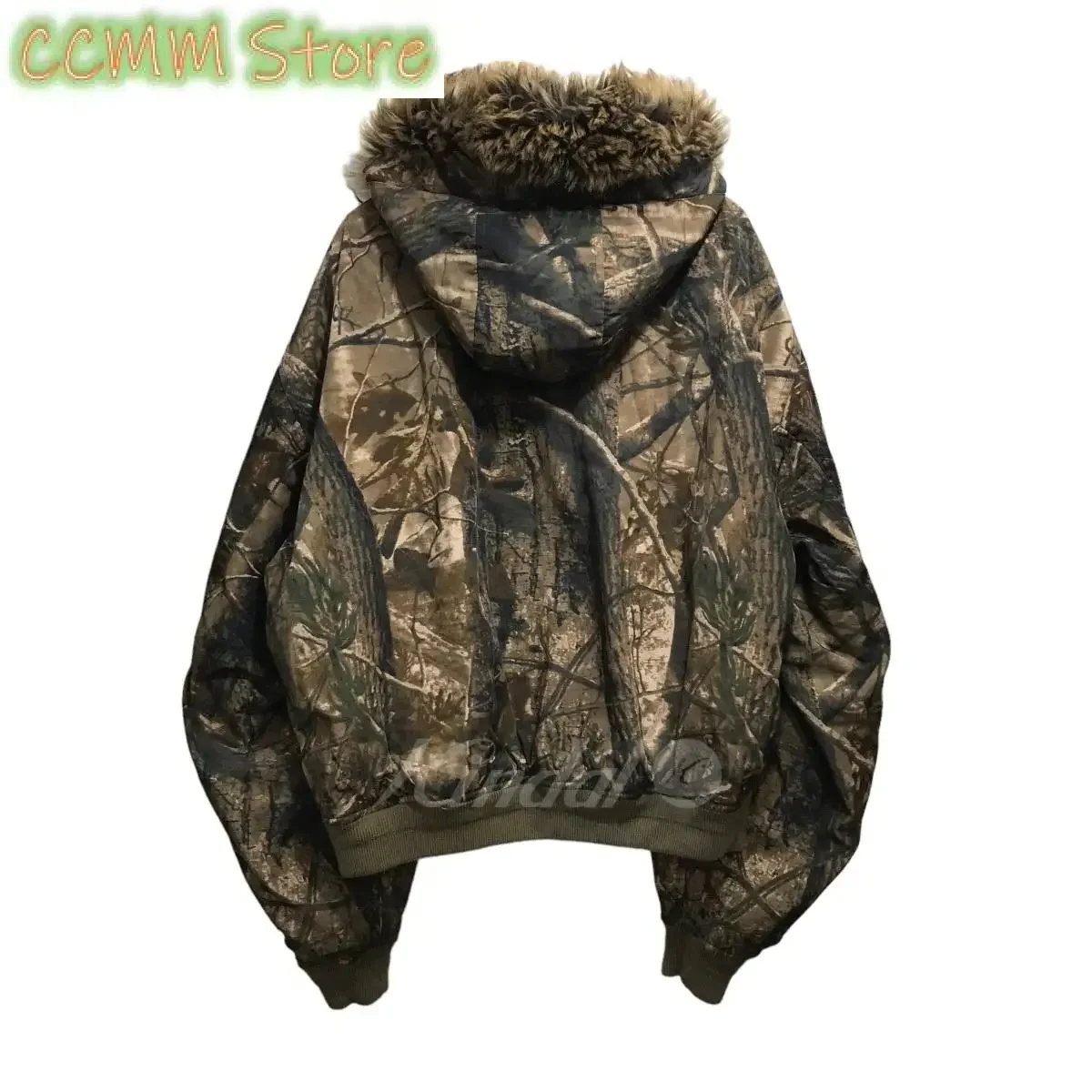 Blokette Retro Tactical Camouflage Zipper Cotton-Padded Jacket Women's Harajuku Gothic Plush Warm Casual Hoodie Sweatshirt