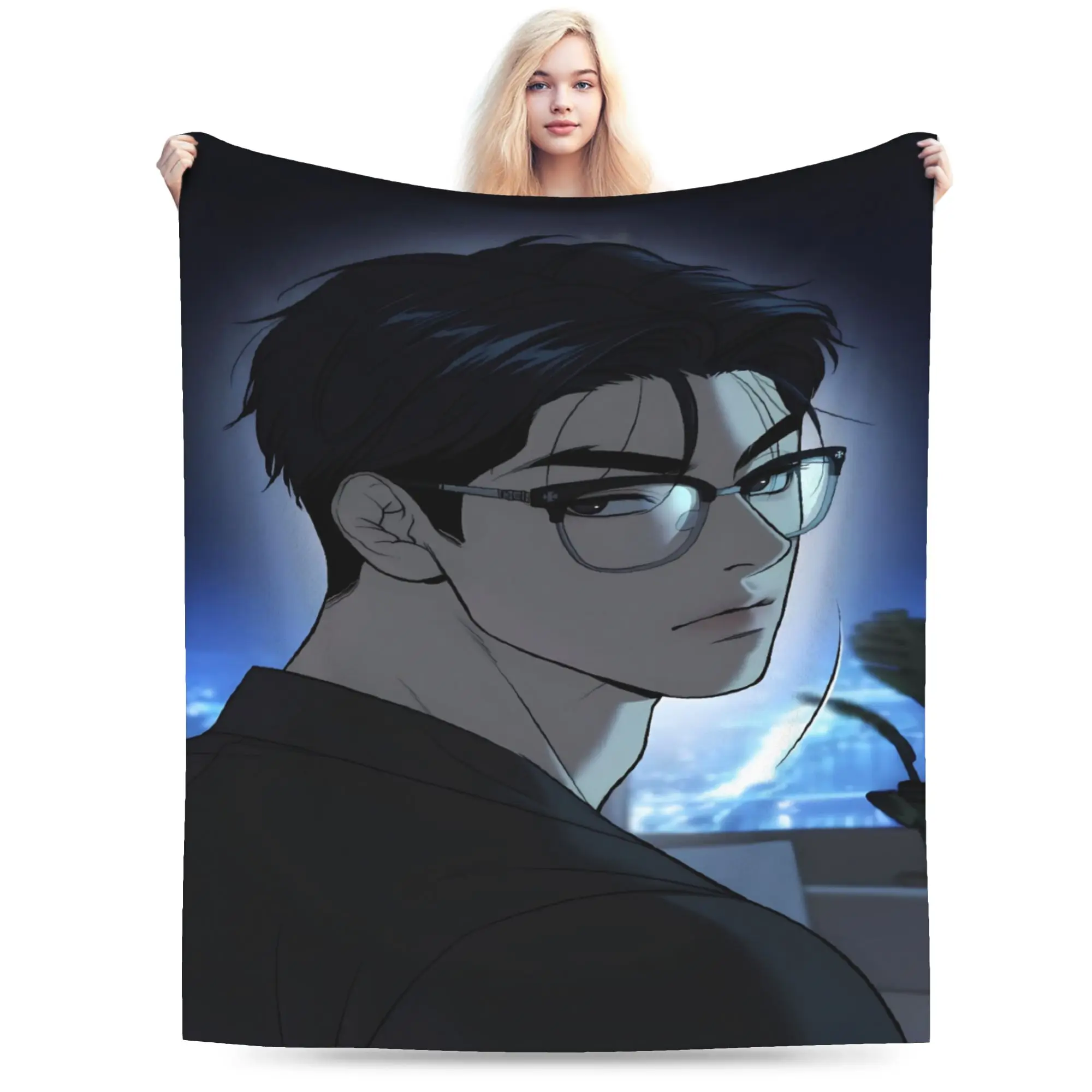 Relax Korean BL Manhwa Handsome Man  Blanket Stuff Bedding Decorative  Blanket Throw Lightweight Thin Flannel for Car