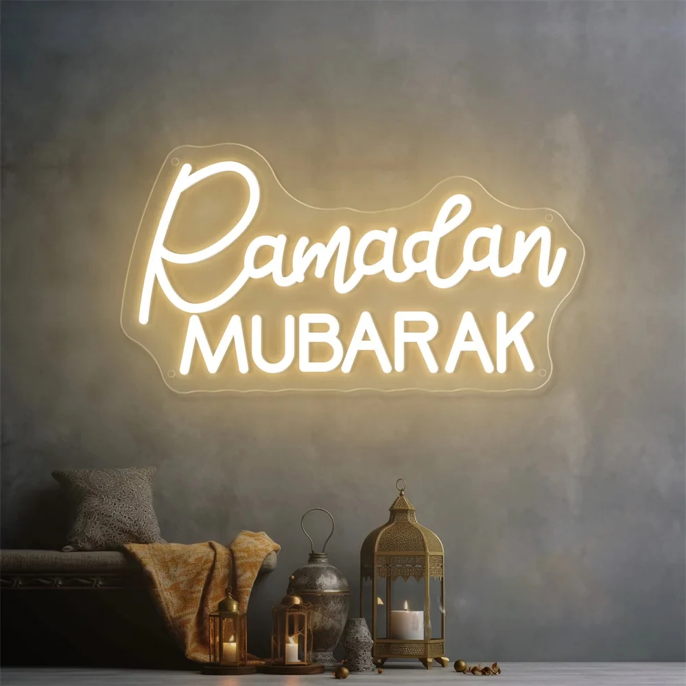 2025 Ramadan Neon Sign Eid Mubarak LED Neon Signs Ramadan Decorations Neon Lights for Party Room Wall Decoration Lights