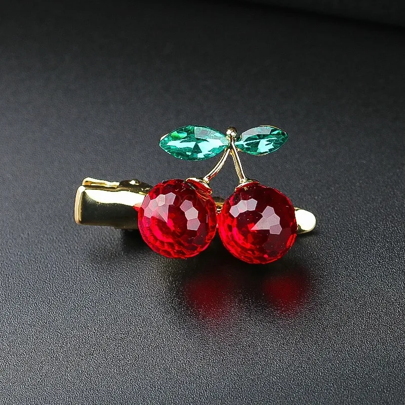 مشبك شعر الكرز مشبك حافة لطيف مشبك شعر كريستالي من حجر الراين مشبك علوي مشبك منقار البط مشبك صغير #4