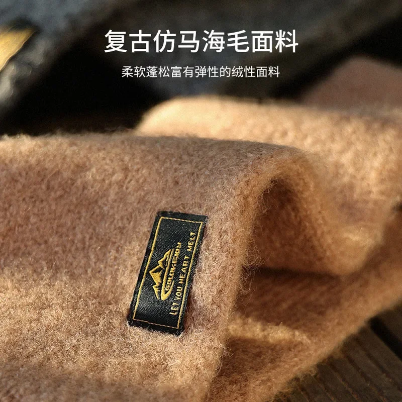 High Quality Men Scarf Winter Imitation Mohair Cashmere Muffler  Outdoor Leisure Warm Knit Soft Simple Shawl Male Japanese Teen