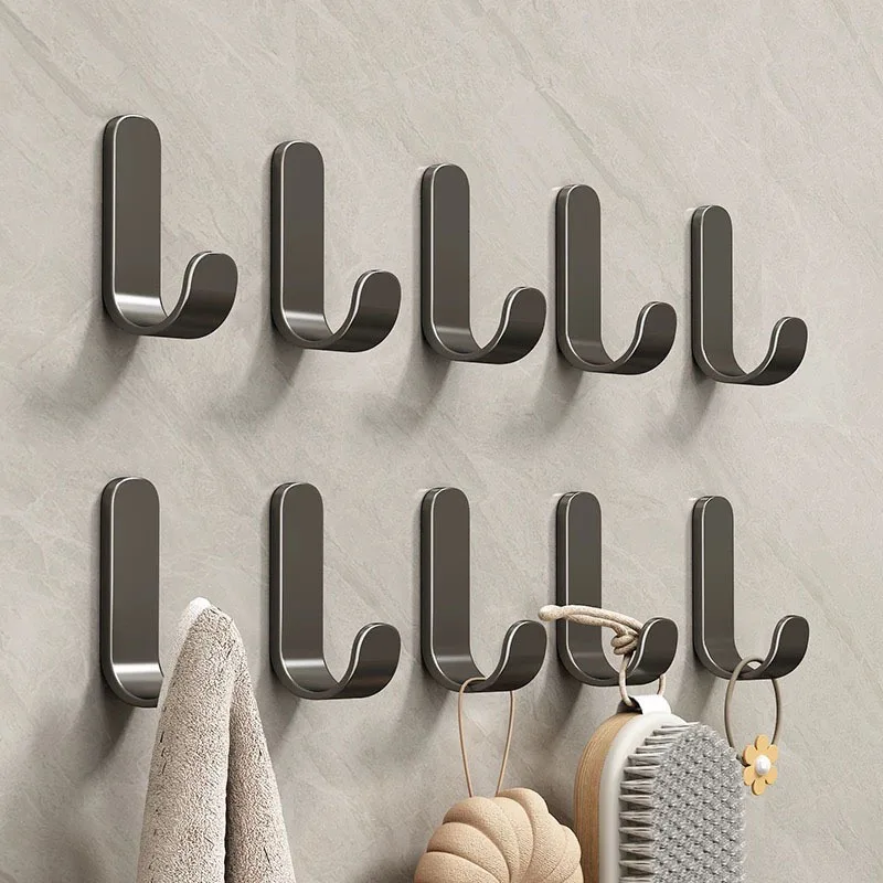 Gancho de viscosa sin perforaciones para colgar en la pared de la cocina, gancho adhesivo gris, soporte de carga para pared, cocina y baño, 5 uds.