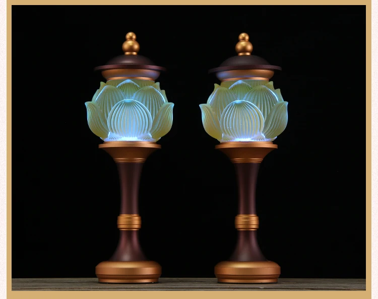 زوج 2 قطعة البوذية عالية الجودة معبد المنزل ضريح العبادة جلب الثروة المال حسن الحظ بوذا إله الثروة مصابيح LED #6