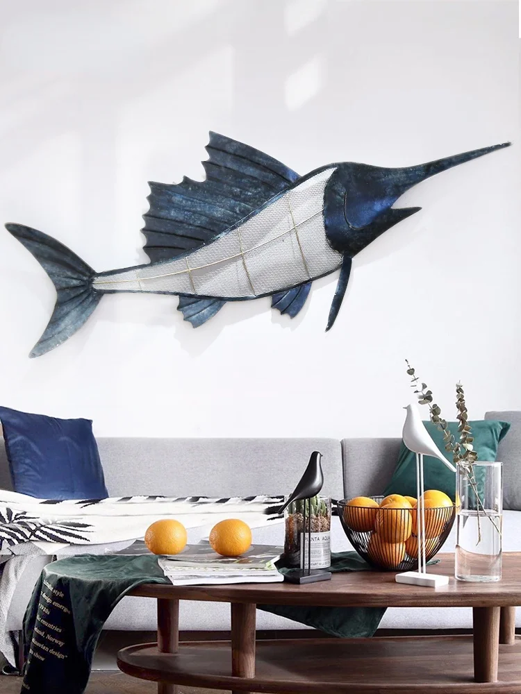 

Mediterranean wall decoration creative pendant three dimensional sea fish living room dining room iron children's room