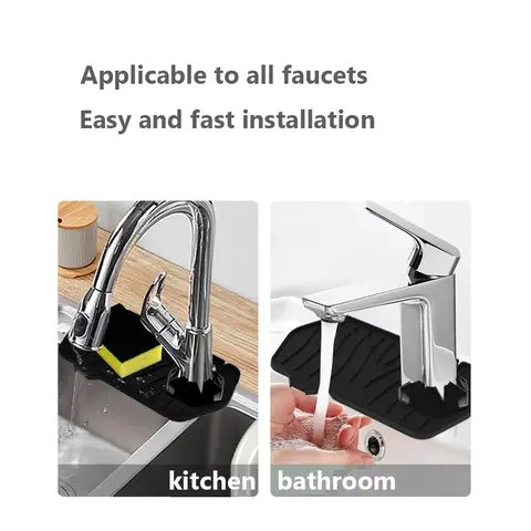 सिलिकॉन ड्रेन पैड काउंटरटॉप प्रोटेक्टर वाटर स्प्लैश कैचर मैट डबल-साइडेड नल स्प्लैश गार्ड ट्रे बाथरूम किचन गैजेट्स 10 best sales सिंक स्प्लैश गार्ड - №3