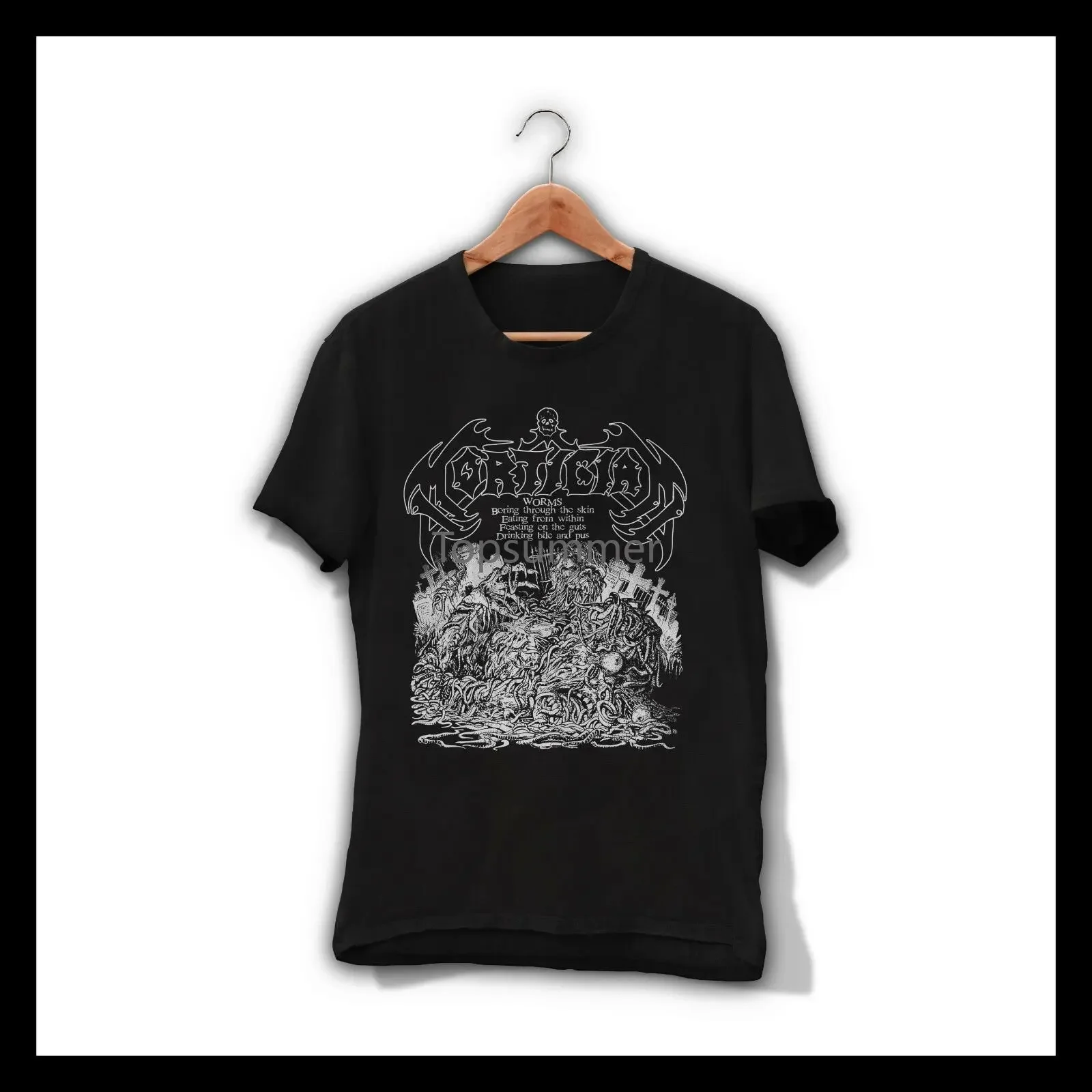 

Mortician Worms Men T-Shirt Death Metal Badnd Tee Shirt Morbid Angel Obituary