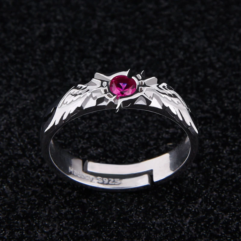 

100% 925 Pure Silver Ring Anime No Game No Life Flueqel Jibril Ring Angel's Wings Cosplay Gift Usa /78/9