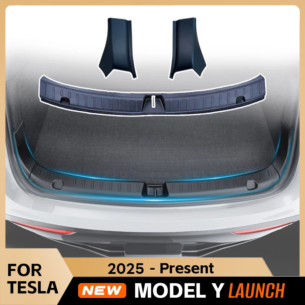 

Защитная защита бампера заднего багажника для Tesla Model Y Juniper Launch, аксессуары 2025, коврик для багажника, накладка на порог, накладка на порог