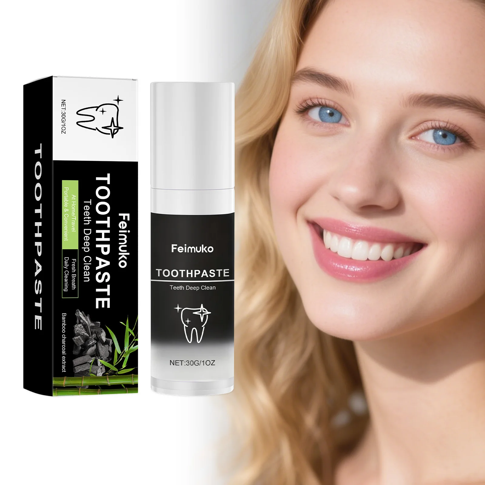 

Bamboo Charcoal Fresh Toothpaste - Gentle Cleansing Mint Freshness Keeps Clean Enhances Shine Daily Dental Maintenance