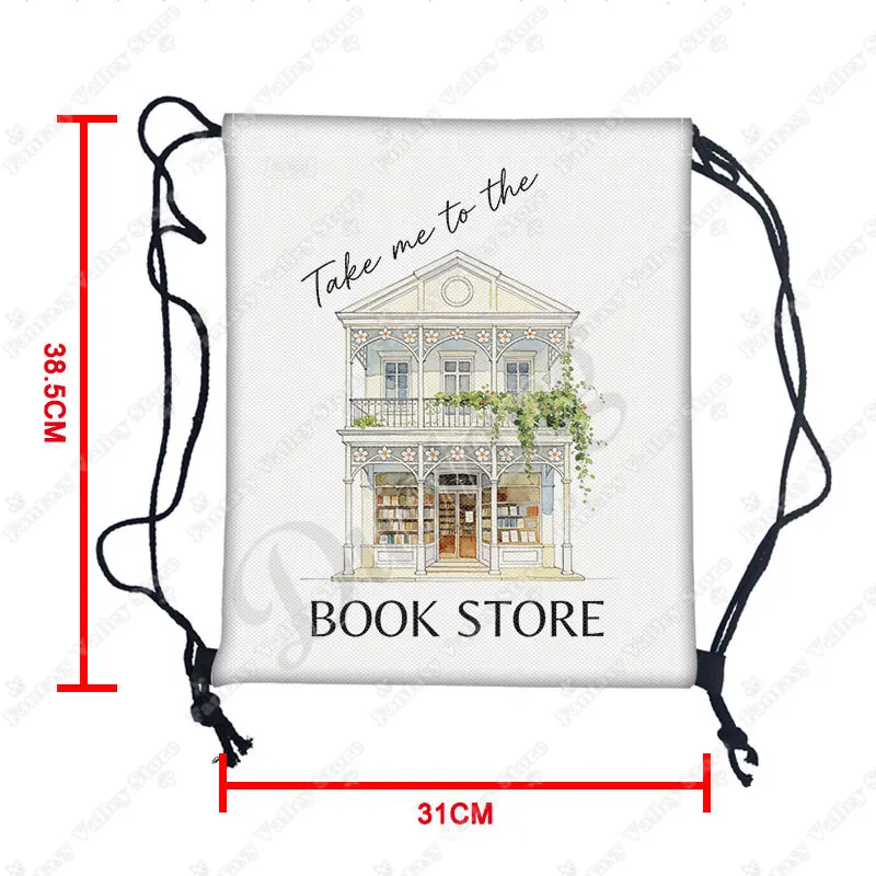 Take Me To The Bookstore Graphic Print Backpack for Travel Book Literary Bookstore Art Drawstring Bag Large Capacity Shoe Holder