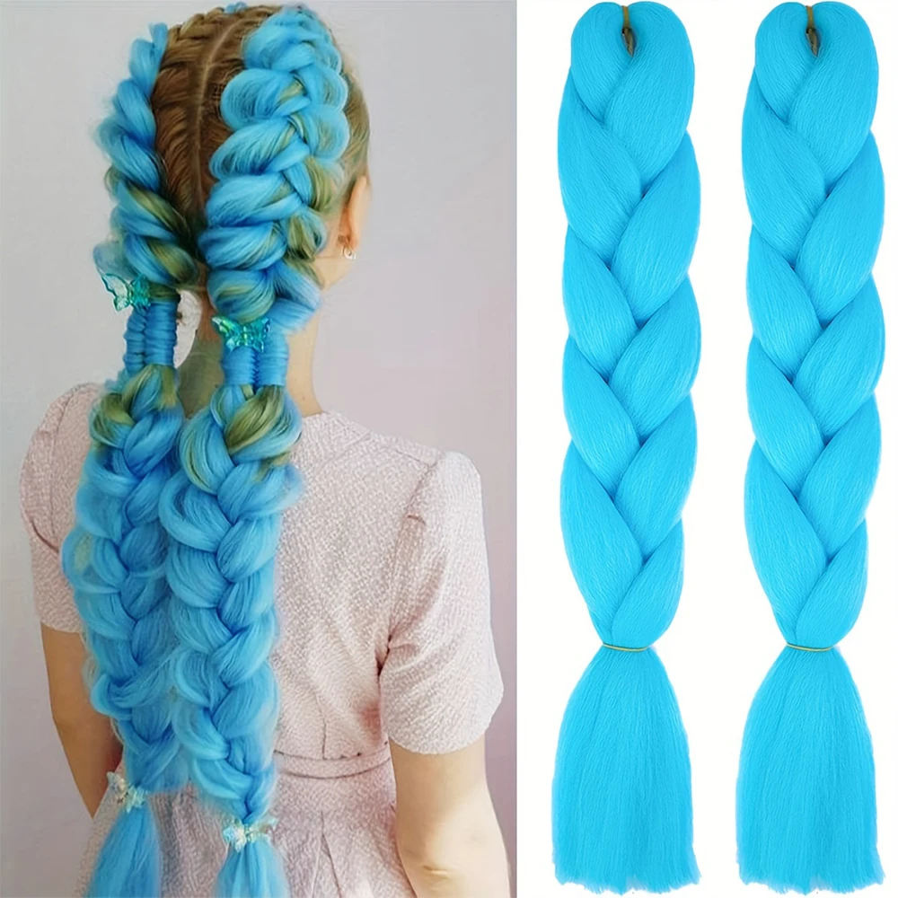 

1PCS 24inch long Jumbo Braiding Hair Extensions wigs Synthetic Crochet Braids Christmas cosplay party women Girls hair accessory