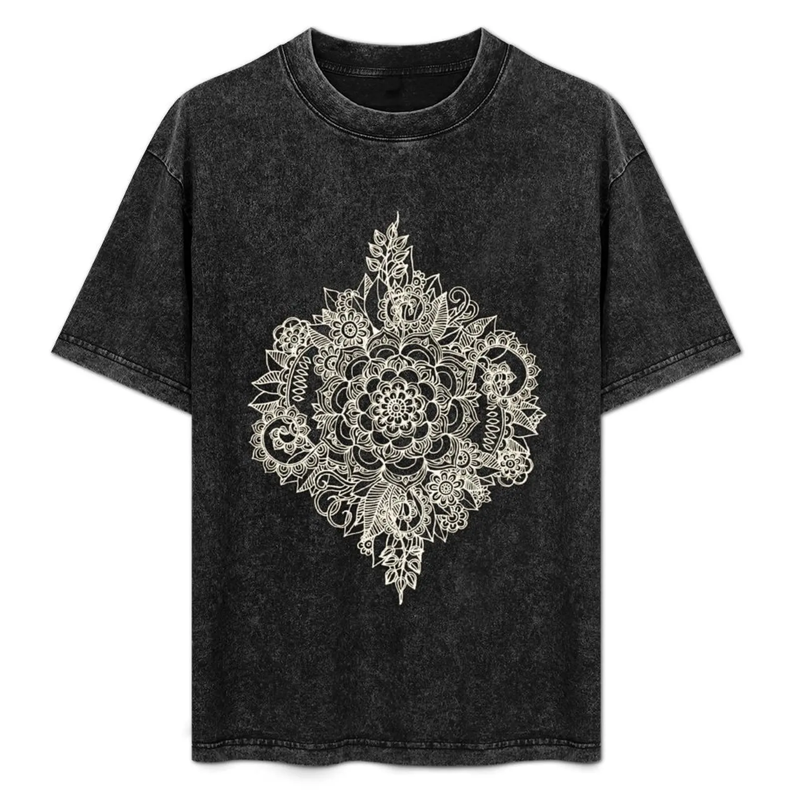 

Cream Floral Moroccan Pattern on Deep Indigo Ink T-Shirt vintage clothes sweat Men's t-shirts