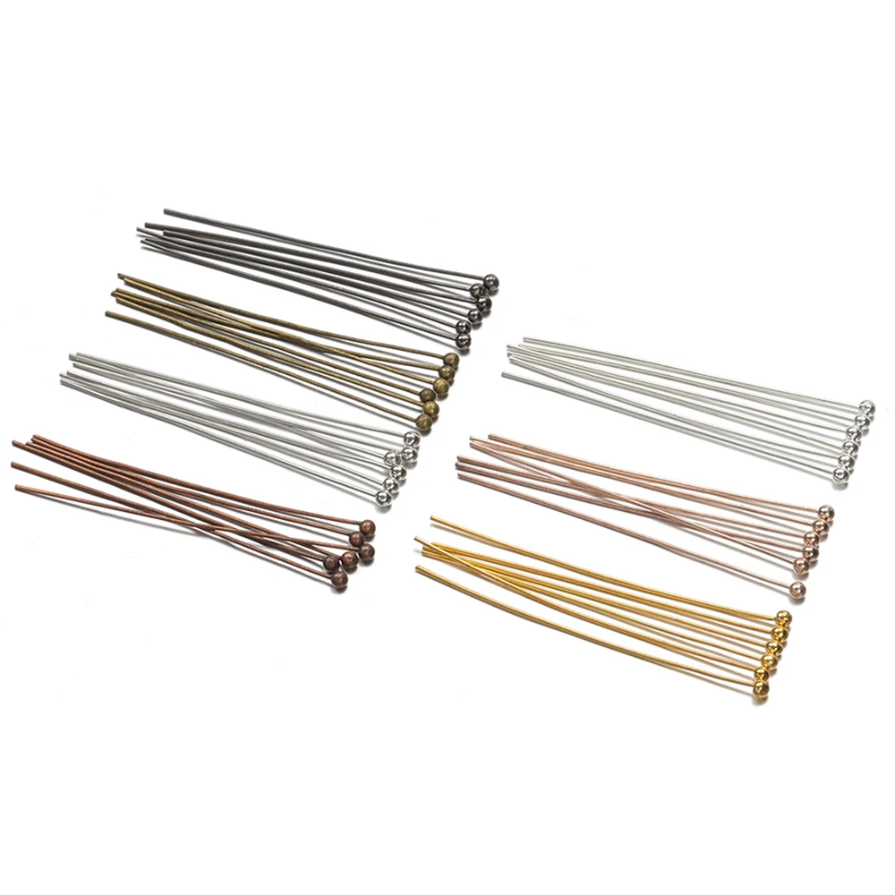 Wholesale 200pcs Metal Ball Headpins 18-40mm for Earrings Bracelet Jewelry Making DIY Head Pins Needlework Supplies Accessories