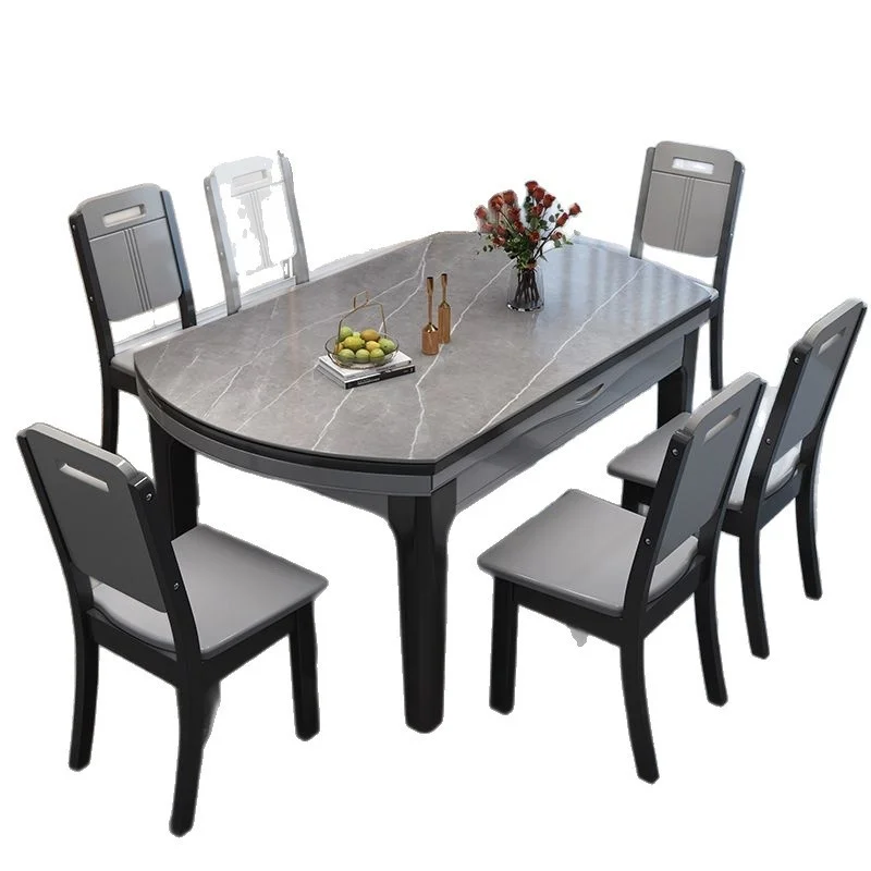 

/Luxury Foldable Extendable Convertible Table Adjustable Desktop For Room /Slate Dining Table Chair Set Modern Minimalist Light