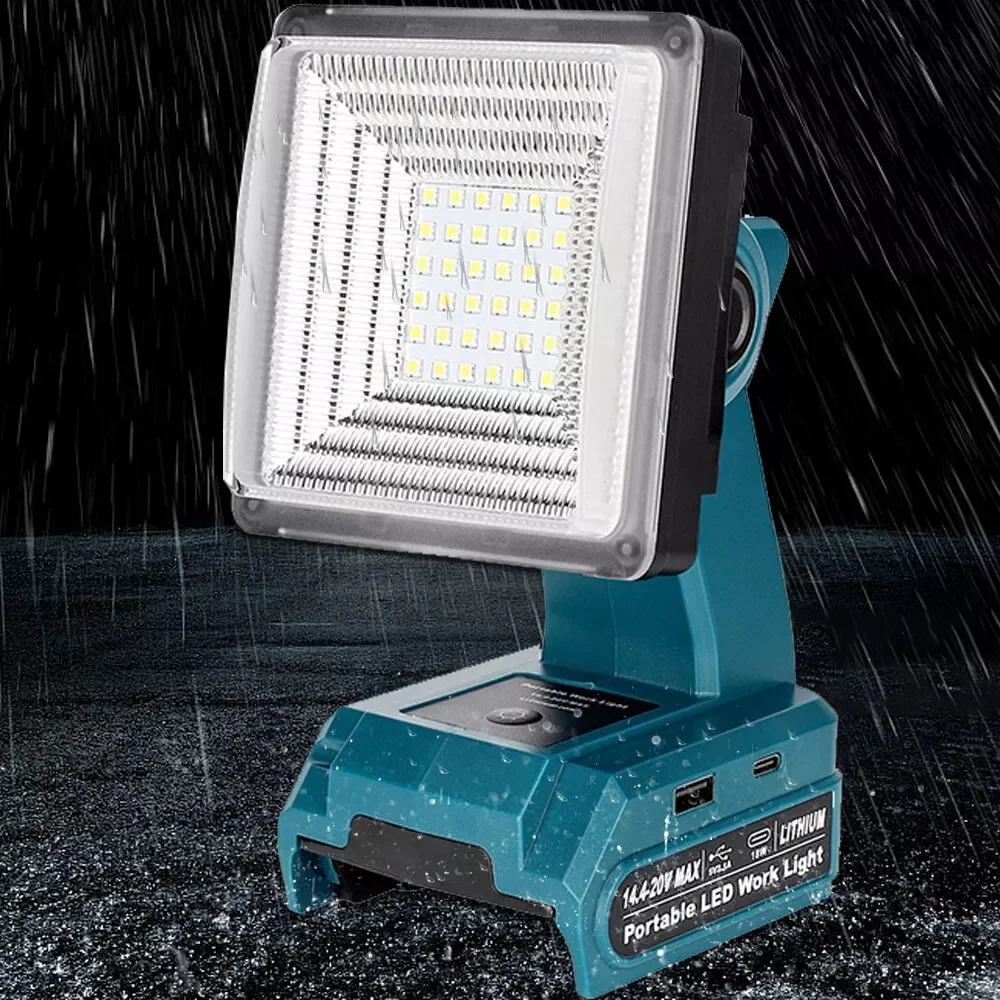 LED Work Light for Makita/Milwaukee/Dewalt/Bosch 18V Battery Handheld Emergency Tools Camping Flashlight Spotlights(No Battery)