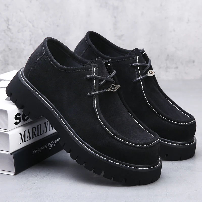 

Уличная противоскользящая износостойкая походная обувь на толстой подошве, удобная повседневная обувь из коровьей замши высокого качества, мужская обувь в стиле ретро