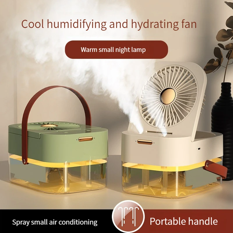 New humidification spray desktop fan remote control timing cool air mini fan USB charging electric wind fan