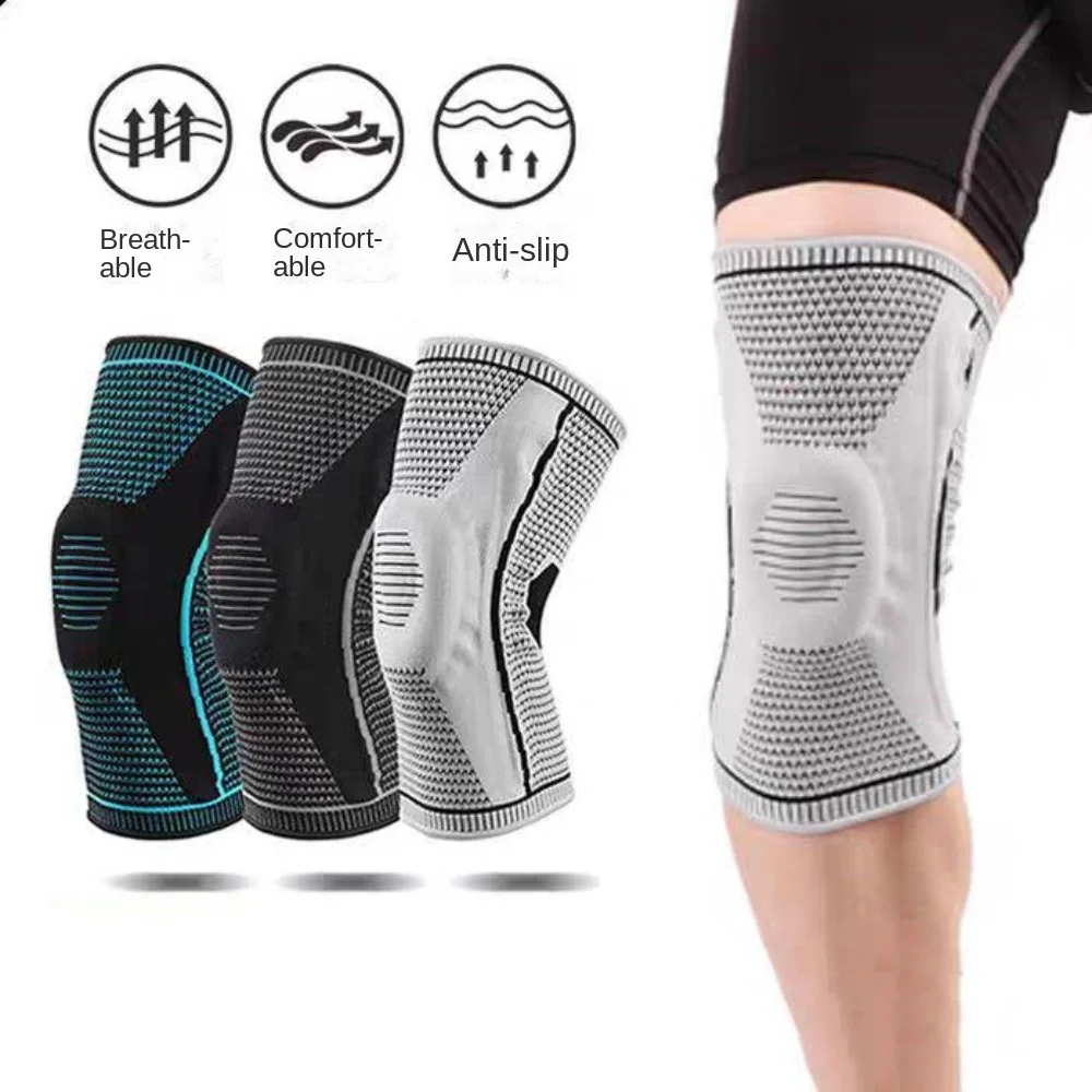 

1 Pair High Elastic Silicone Knee Pads Breathable Elbow Support Sports Knee Pads Comfortable Compression Knee Braces Basketball