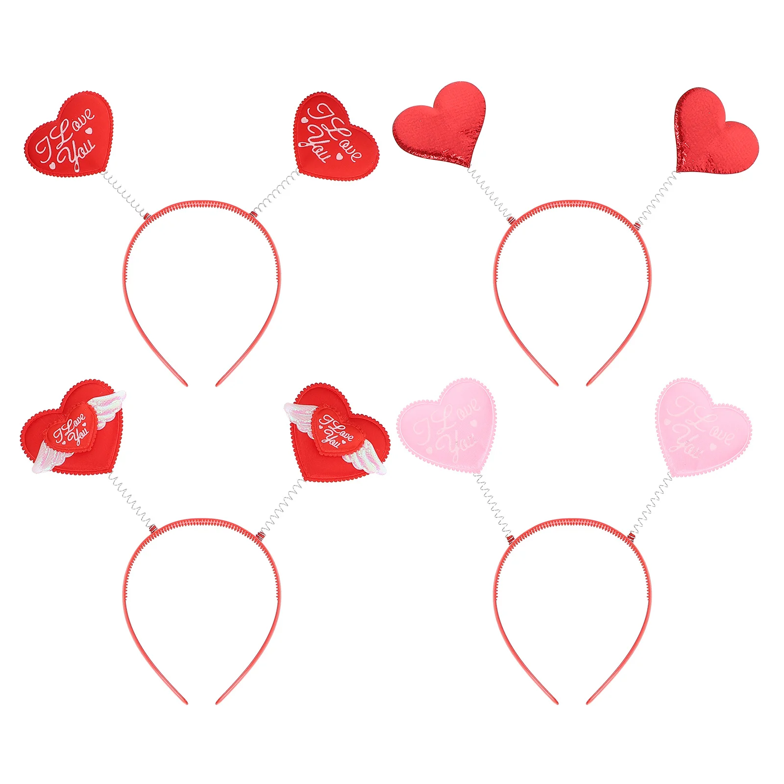 

4Pcs Valentine's Day Loving Heart Headbands Charming Party Headwear Photo Props Valentine's Day Hairbands Female Party Headbands