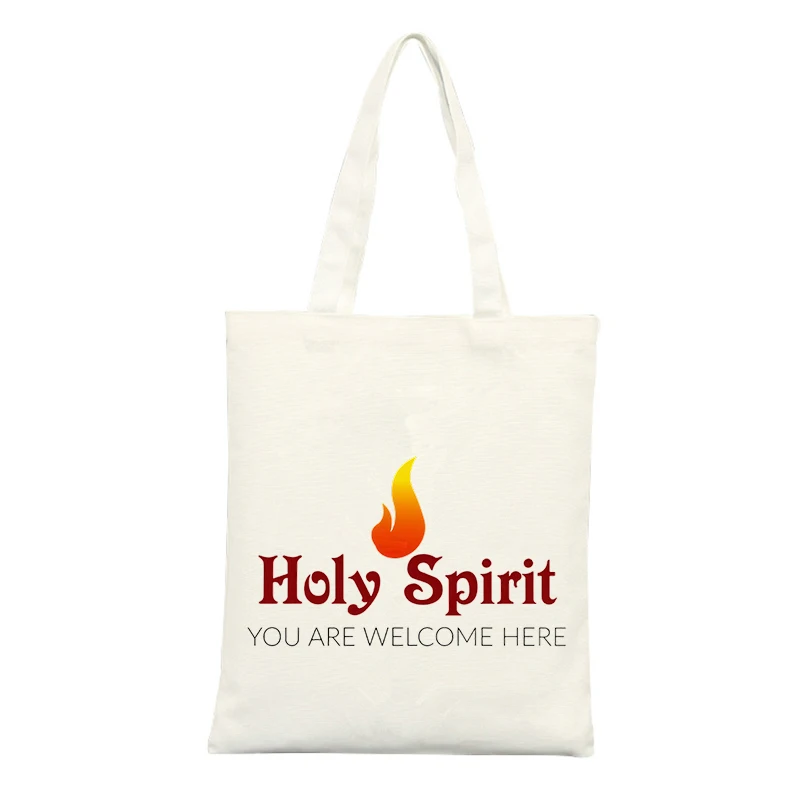 Canvas Tote Bag with Flame and Typography Print, Casual Style for Daily Use and Shopping