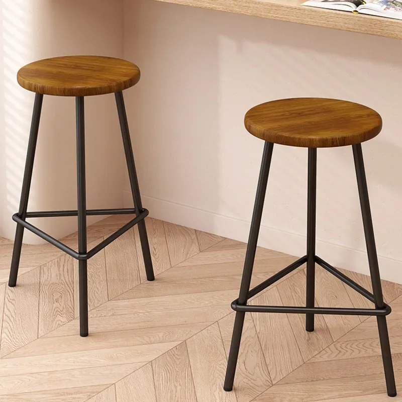 Quality Minimalist Nordic Bar Chair  High Stool with Solid Wood Seat Modern Iron Art Design for Kitchen Island Enhancing Bar