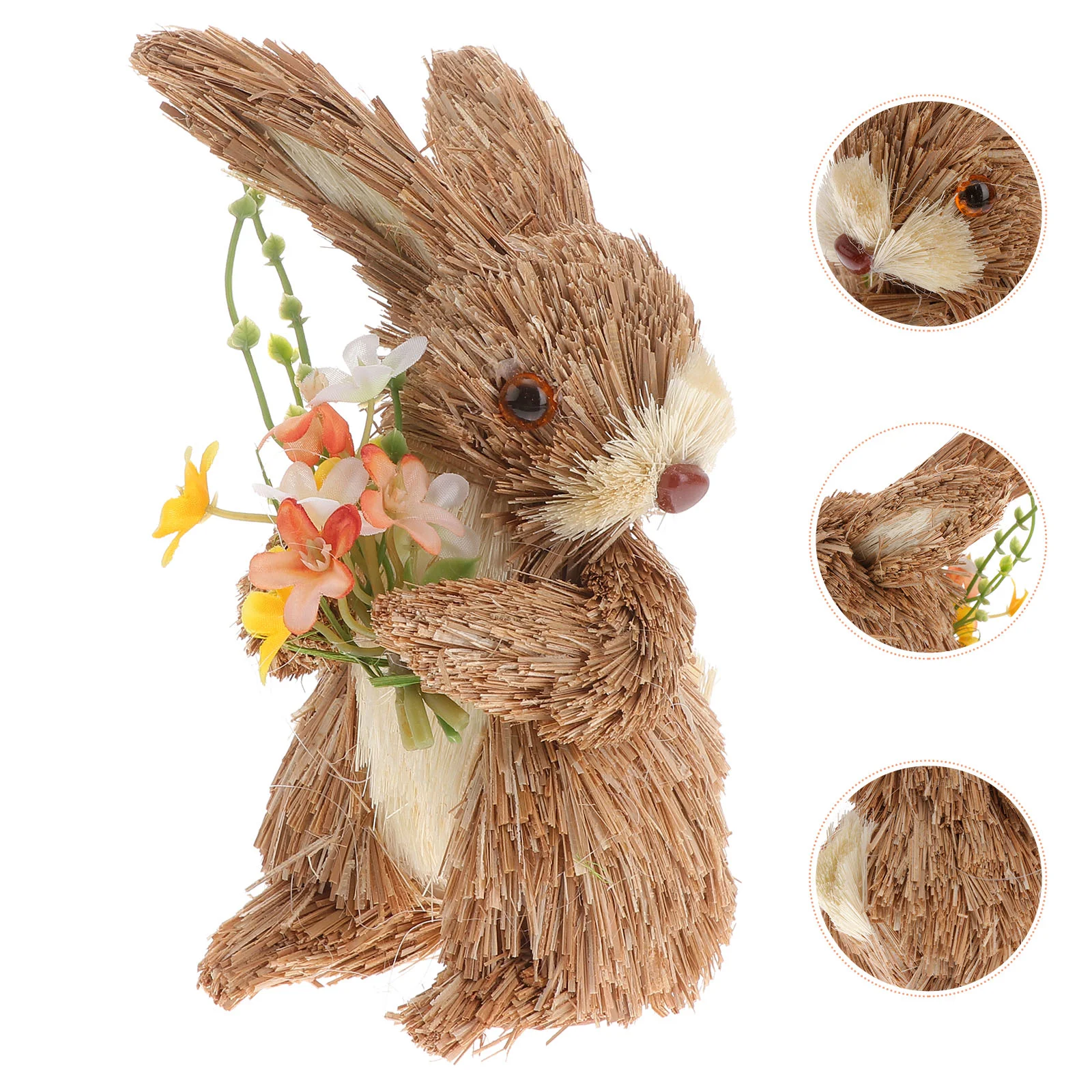 

Straw Standing Rabbit Ornament Decor Gift Mini Handmade Bunny Easter Woven Animal Child Toddler Toys