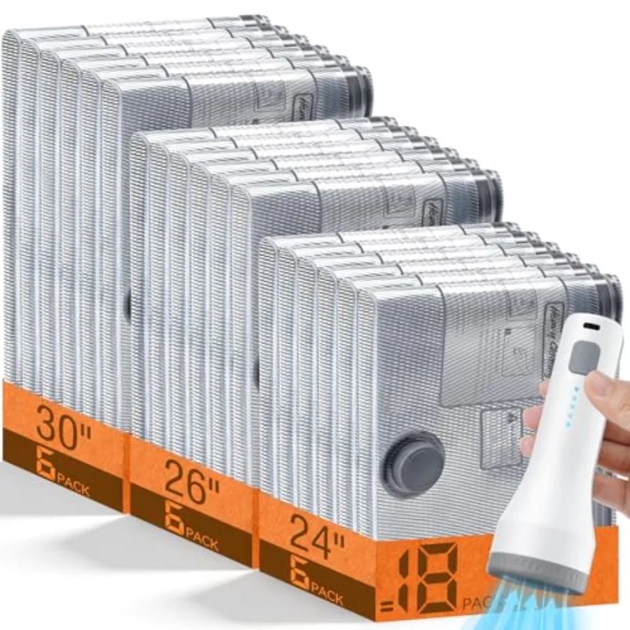 

18 Pack Vacuum Storage Bags for Travel with Rechargeable Cordless Pump, Space Saver Bags for Clothes, Compression Packing Bags