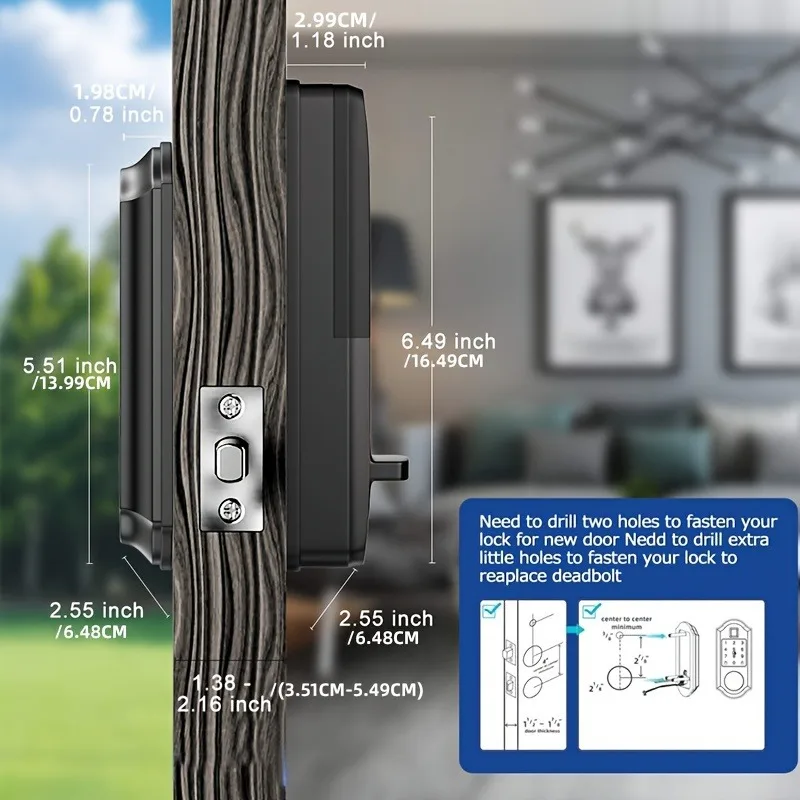 CIEPOJIT Smart Vingerafdruk Nachtschoot Smart deurslot Elektrisch slot met klink Auto Lock Key/Wachtwoord/TTLOCK APP