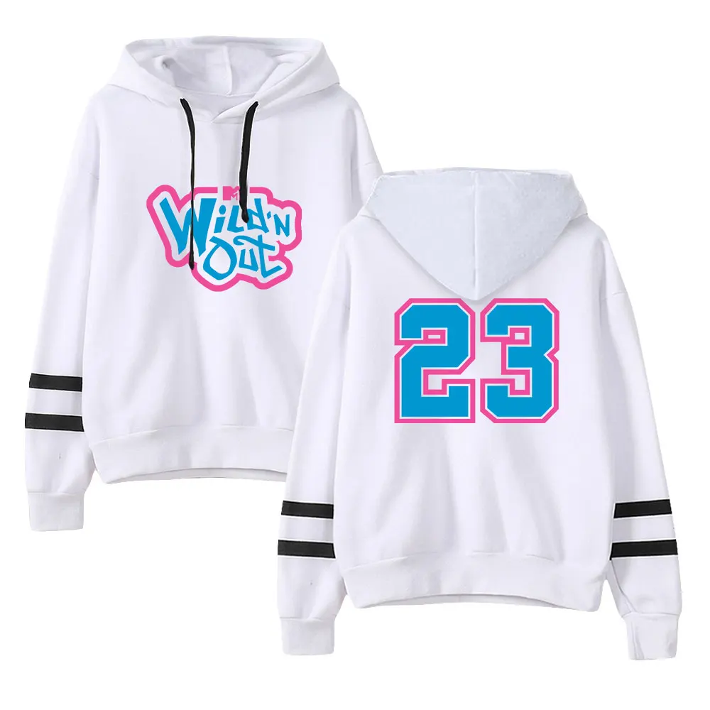 Wild'N Out Hoodie acara Tv uniseks, baju sweter Hip Hop modis lengan bar paralel tanpa saku